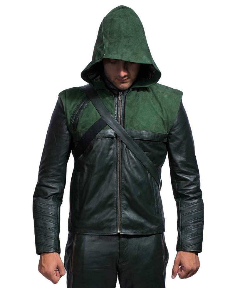 green hooded jacket