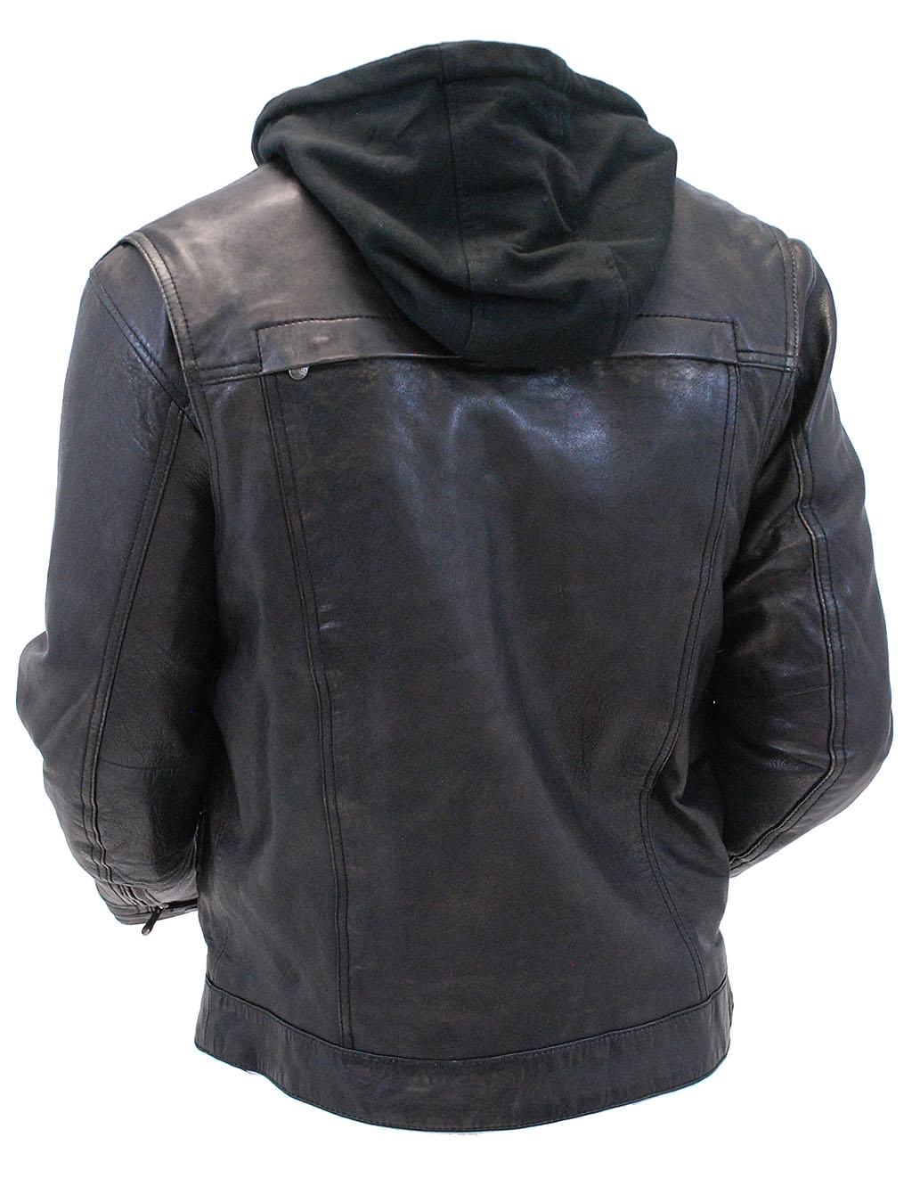 mens black hooded jean jacket