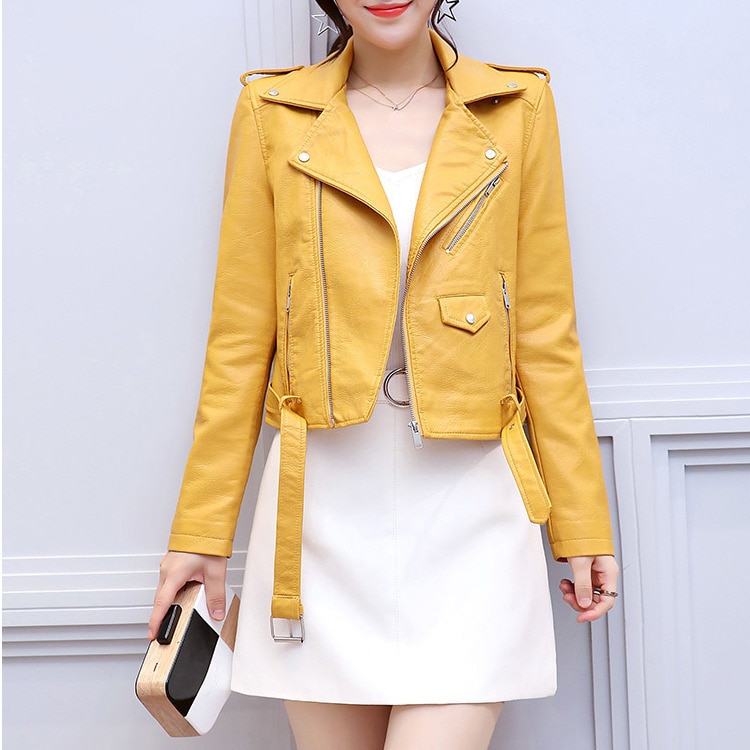 yellow leather jacket