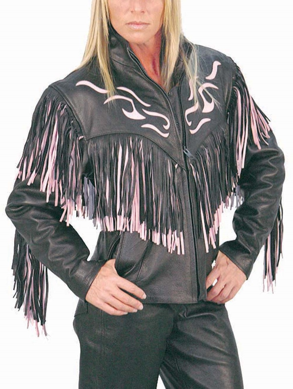 pink fringe leather jacket