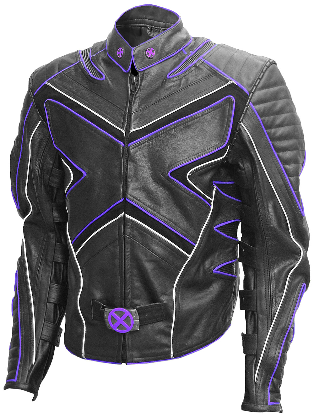 Purple and black leather jacket best sale