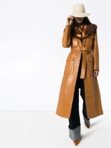 ladies long leather coats with fur trim