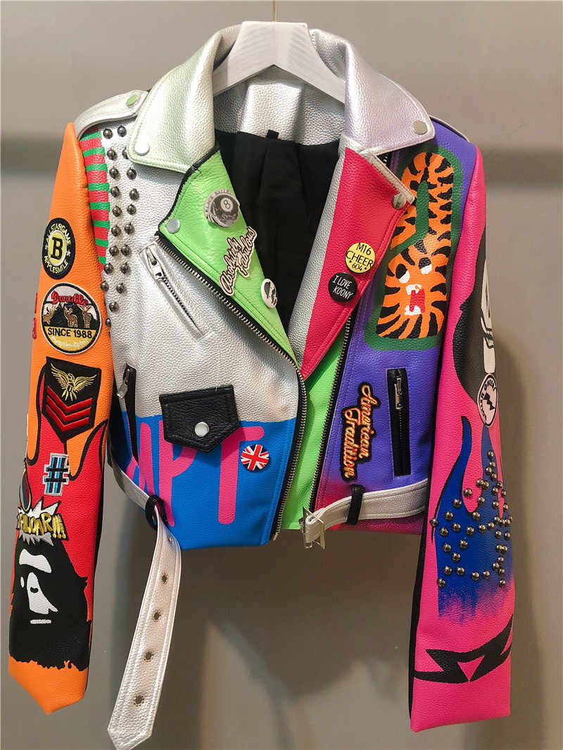 multi coloured biker jacket