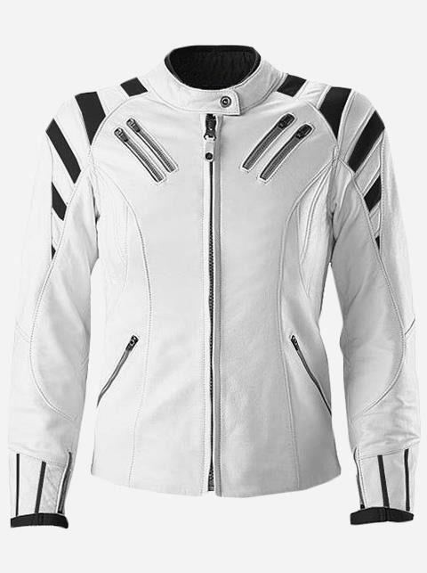 black white biker jacket