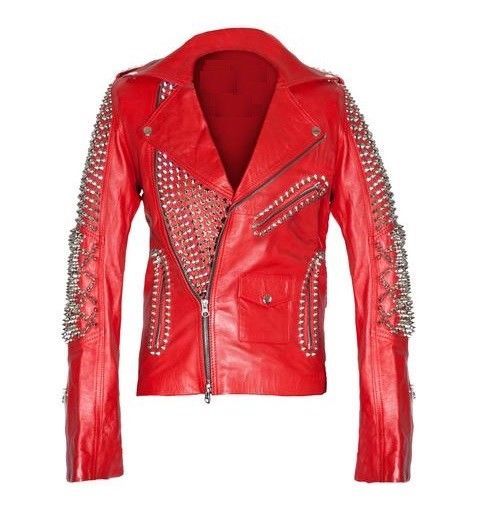 studded red leather jacket