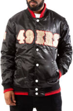 49ers satin jacket black