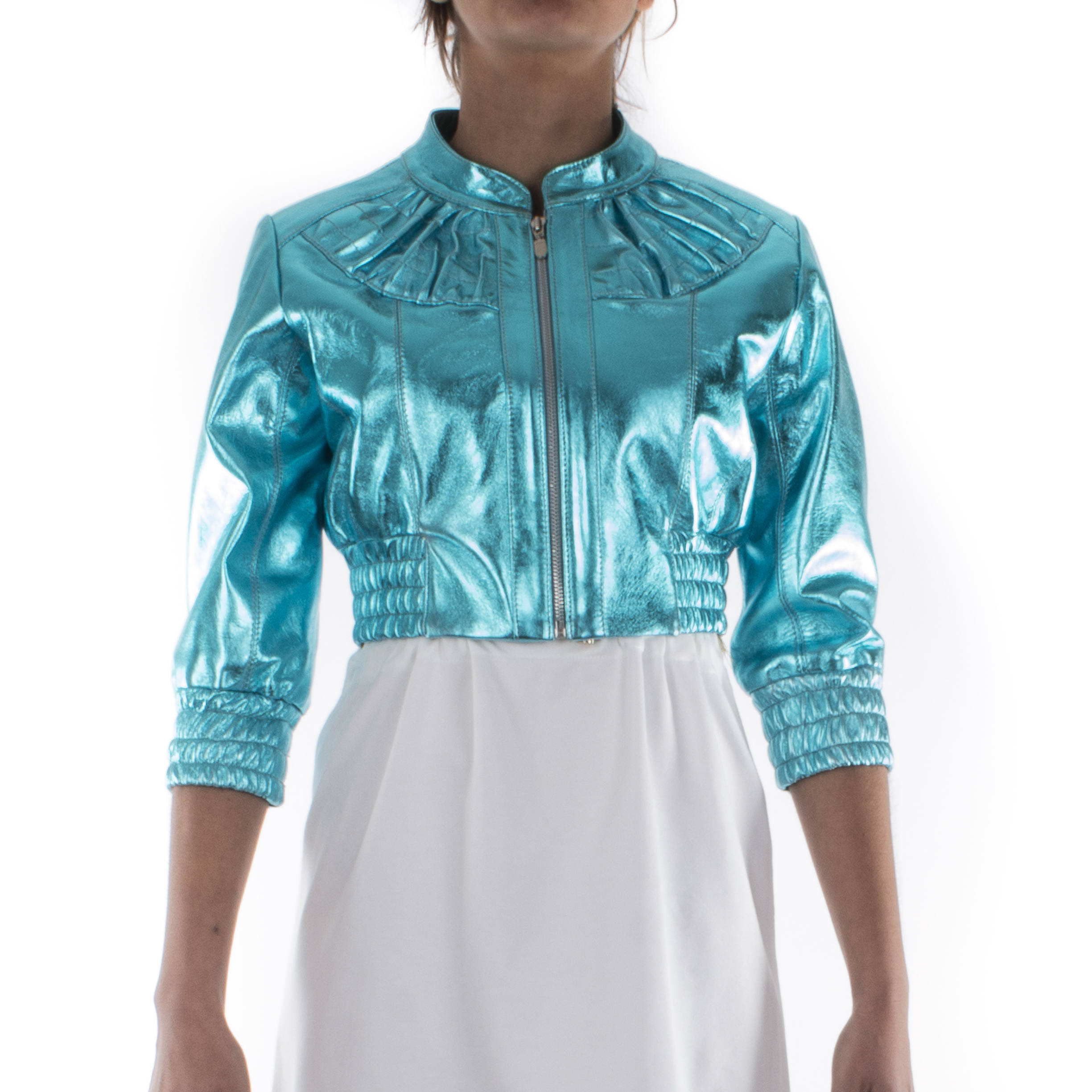 turquoise bomber jacket womens