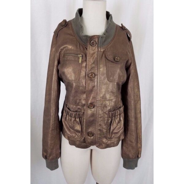 Brown Leather Bomber Jacket Womens