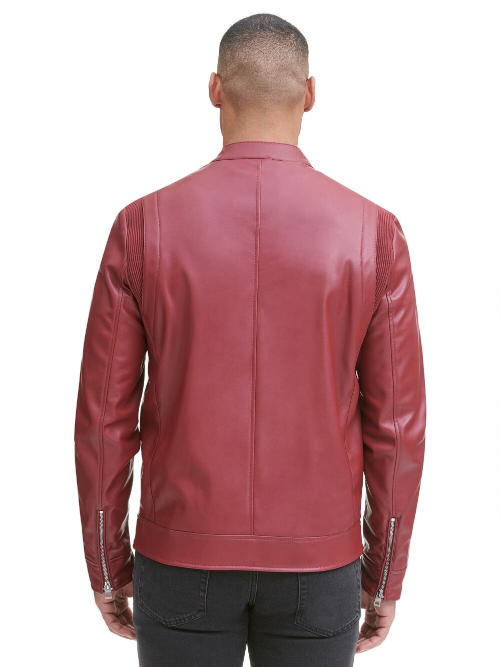 Mens Red Fashion Leather Jacket Jackets Maker