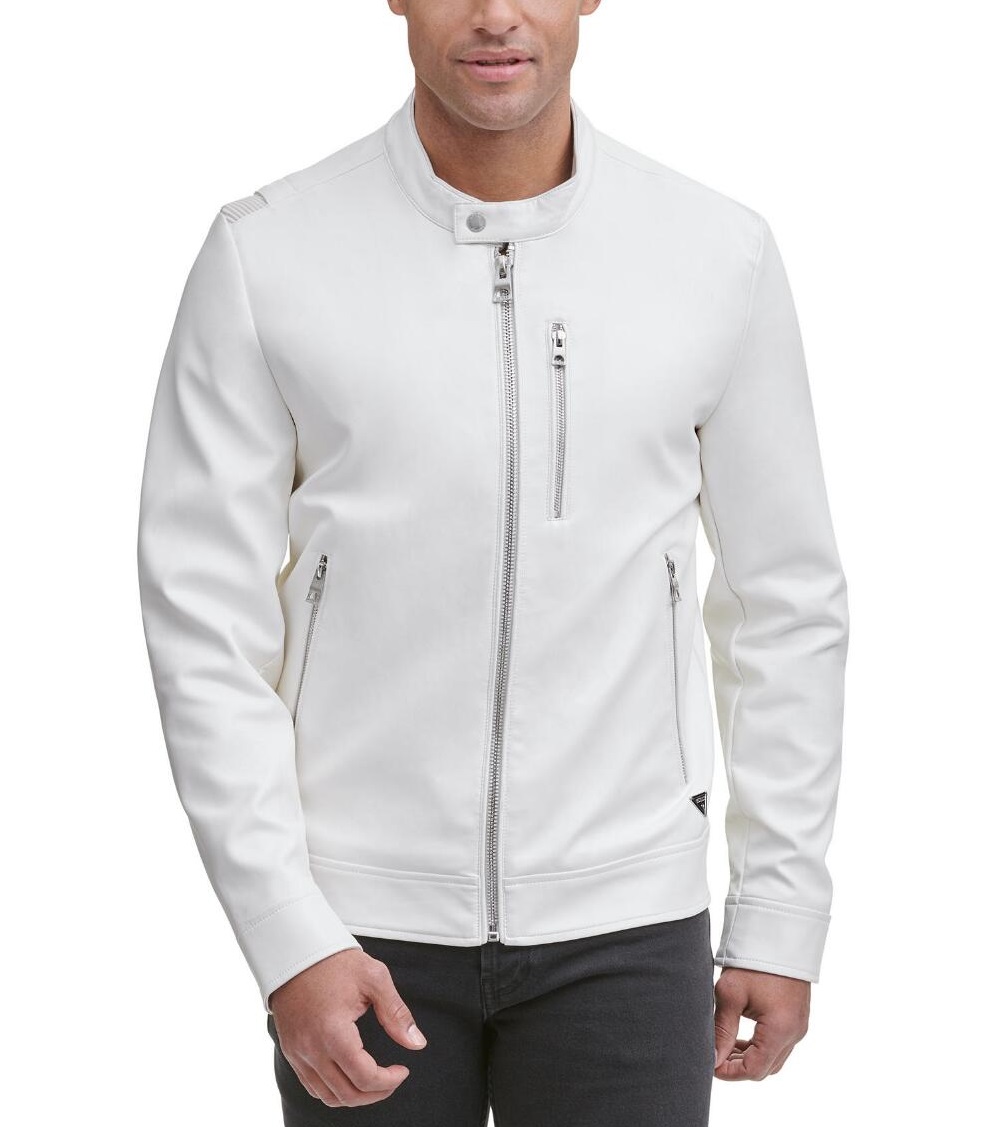 Men S White Fashion Leather Jacket Jackets Maker