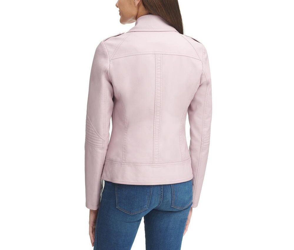 Women S Dusty Pink Color Cycle Leather Jacket Jackets Maker