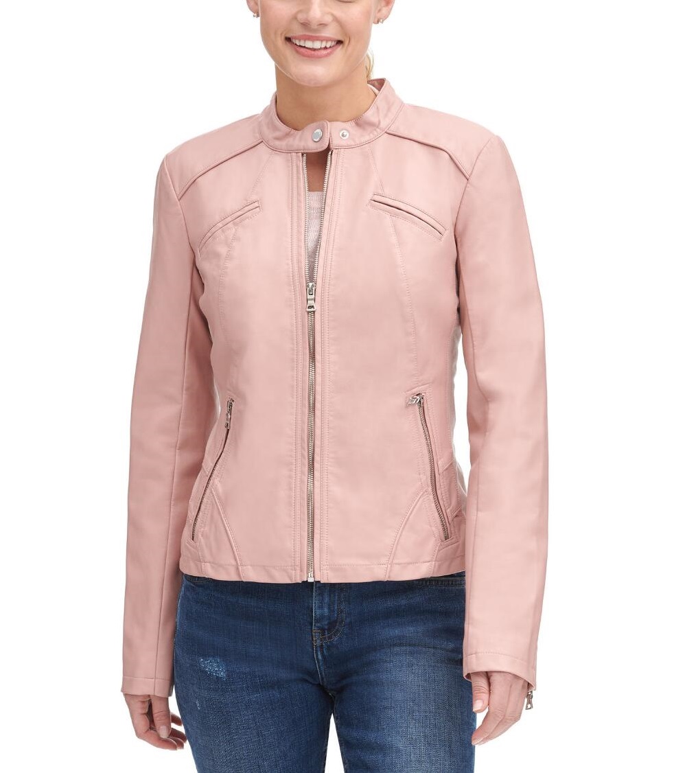 Women S Dusty Pink Color Scuba Leather Jacket Jackets Maker