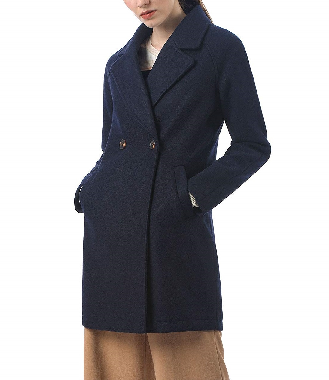 navy blue wool coat womens