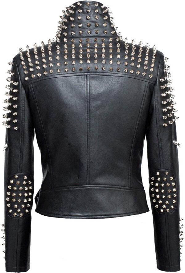 Womens Leather Studded Punk Style Cropped Jacket - Jackets Maker