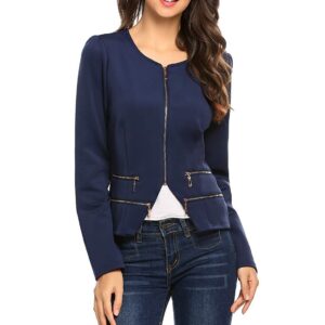 short blue jacket womens