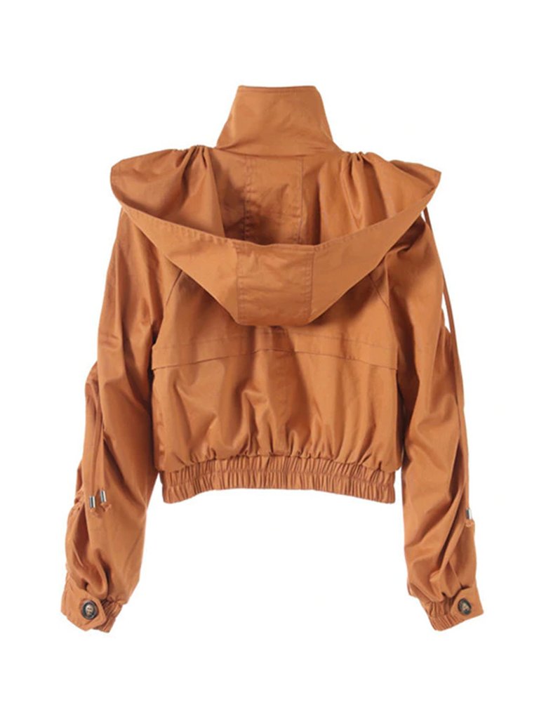 womens brown jacket with hood