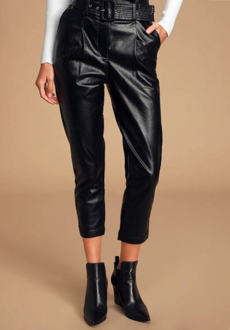 black leather pants amazon