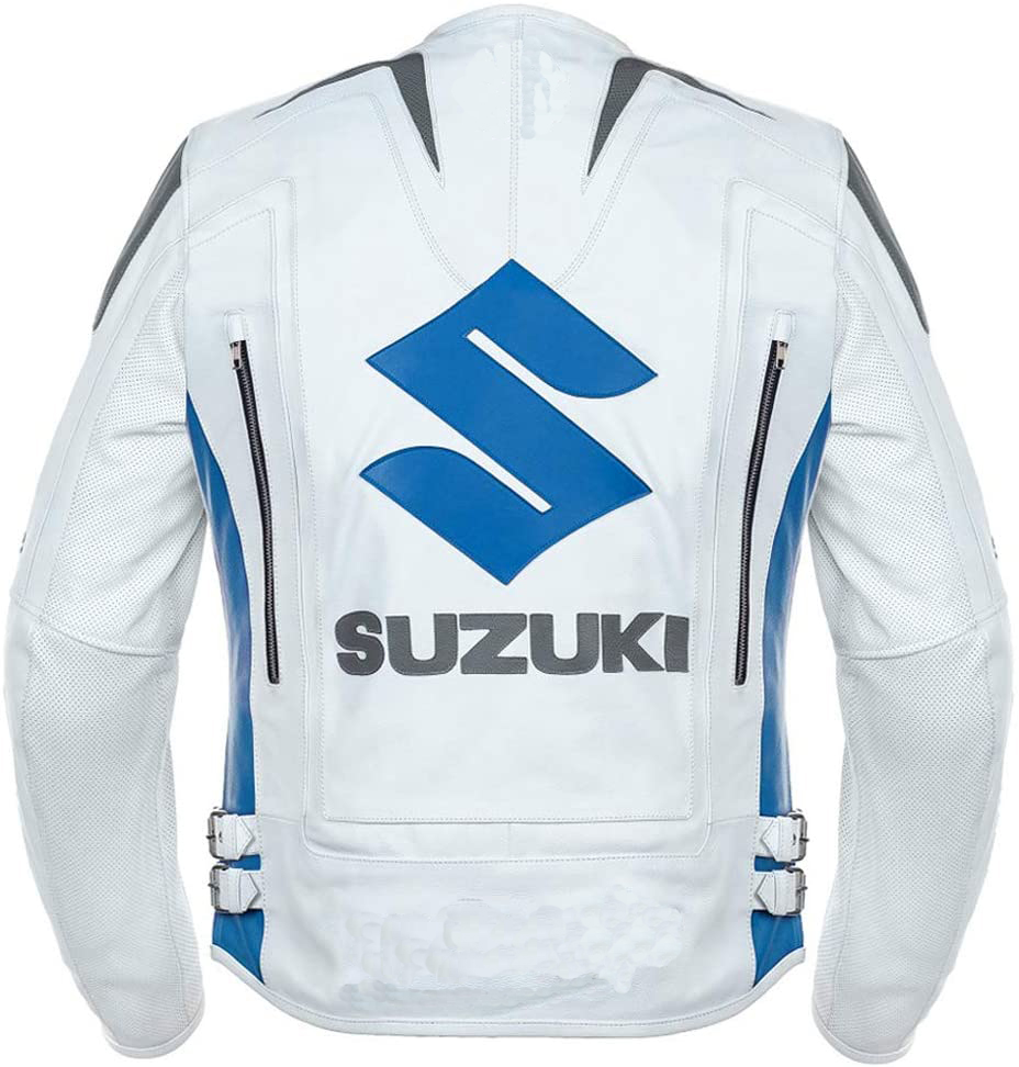 Custom Men's White Suzuki Motorbike Racing Leather Jacket - Jackets Maker