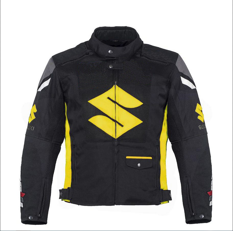 custom Suzuki Yellow Textile Motorcycle Jacket - Jackets Maker