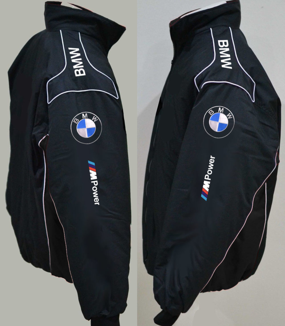 BMW M-power White Stripes And Black Wind breaker jacket - Jackets Maker