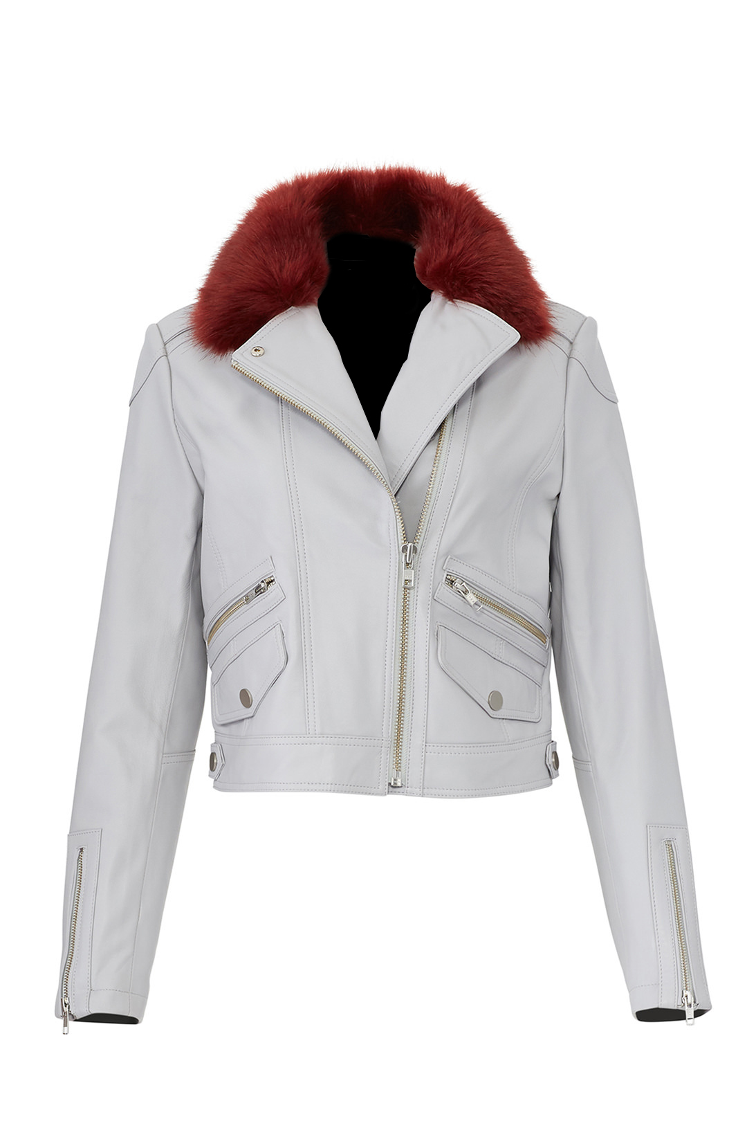 fur collar biker