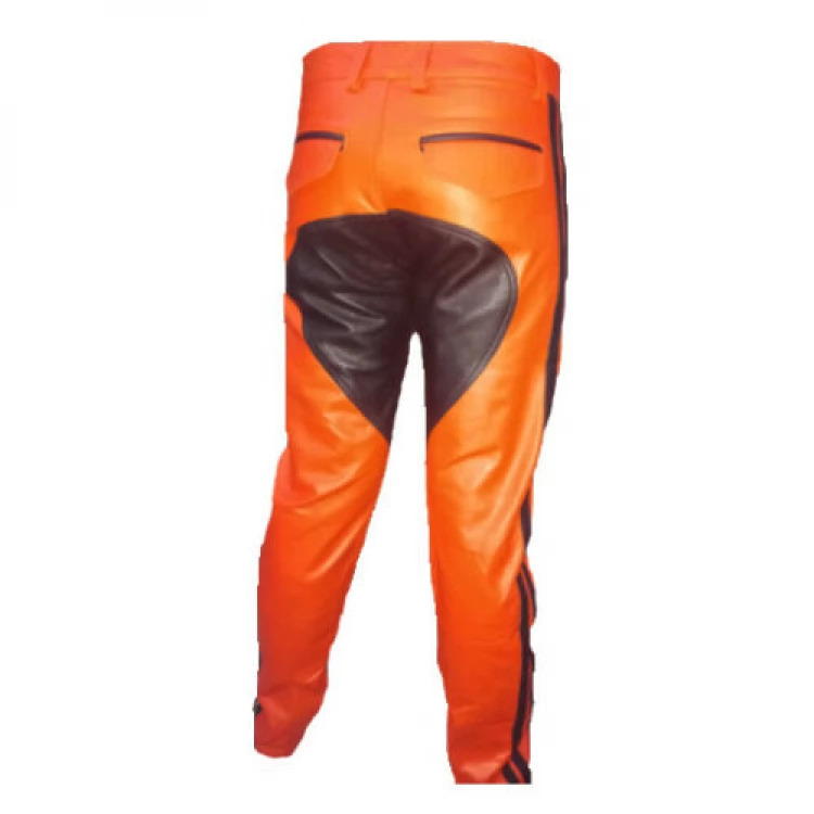 orange leather pants