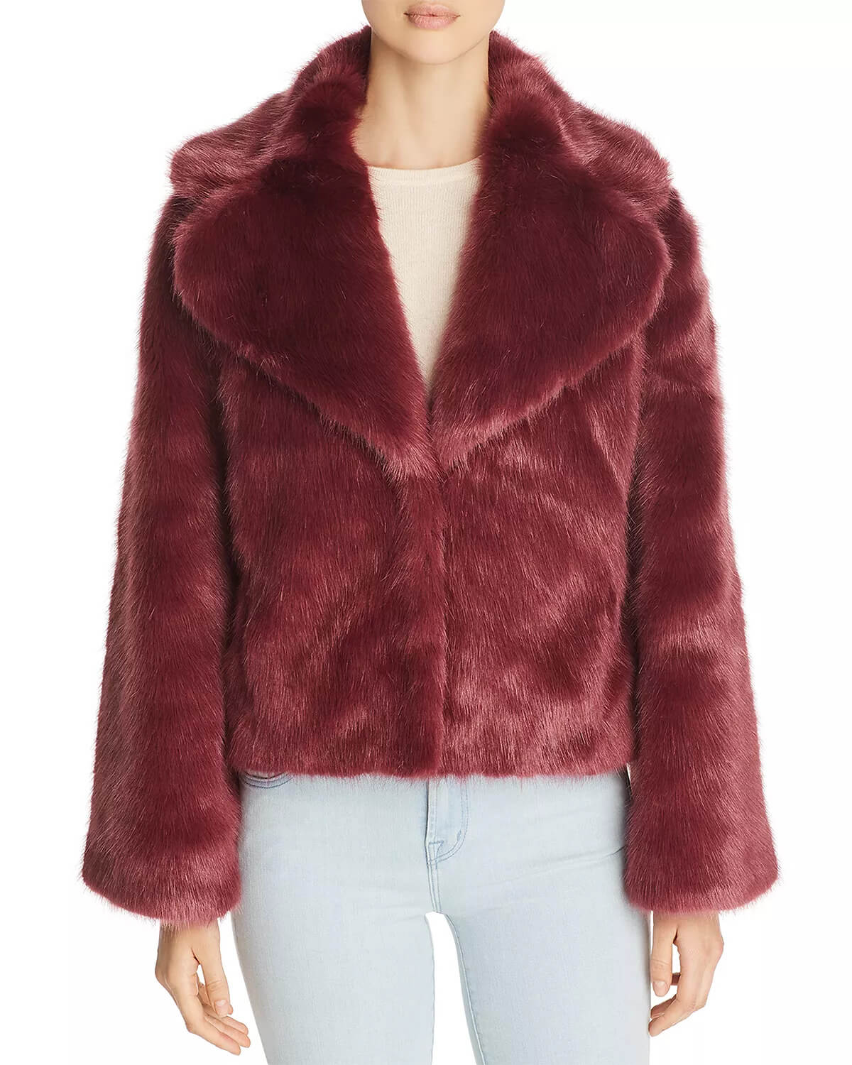 wine red fur coat