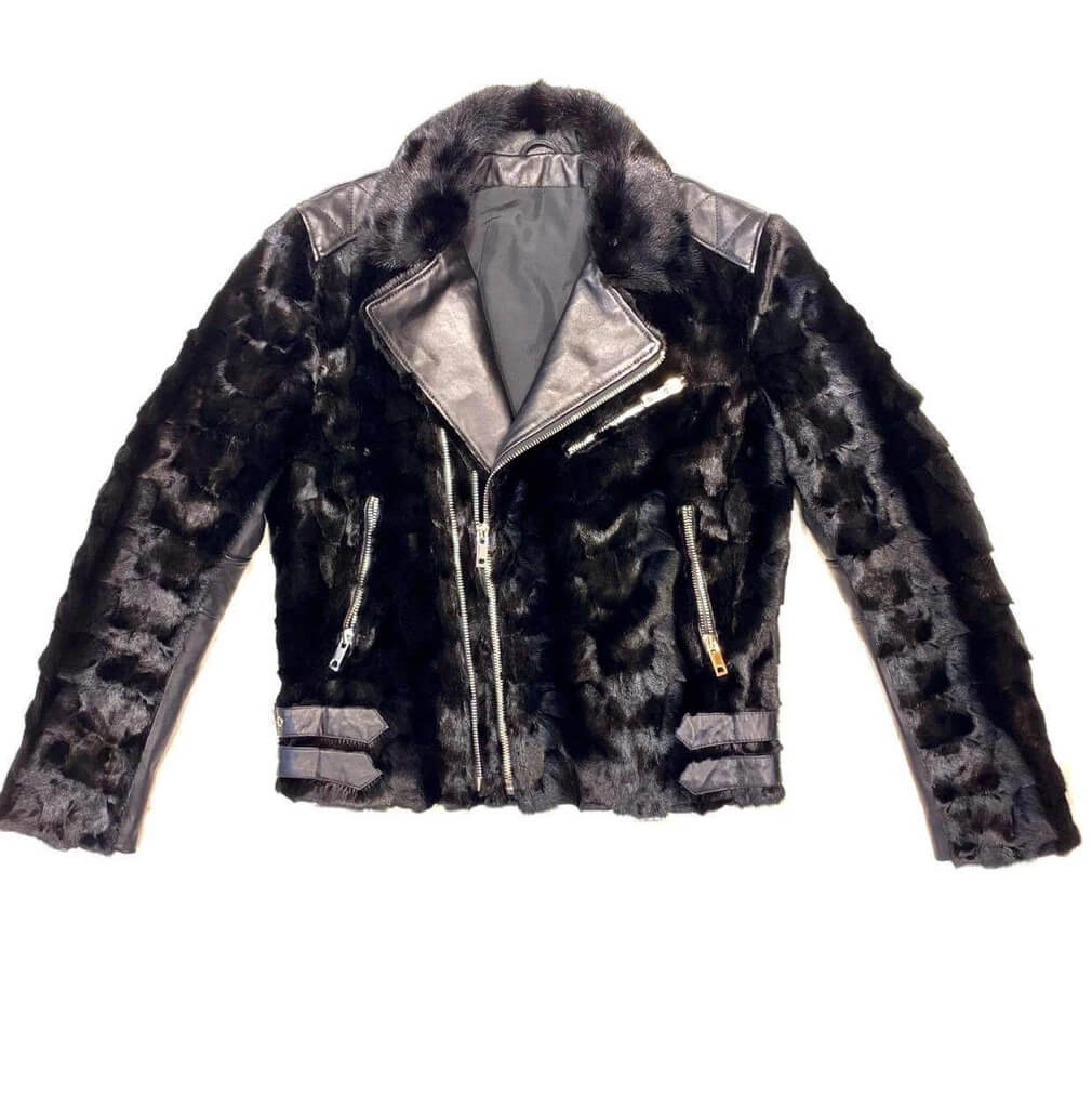 mink biker jacket