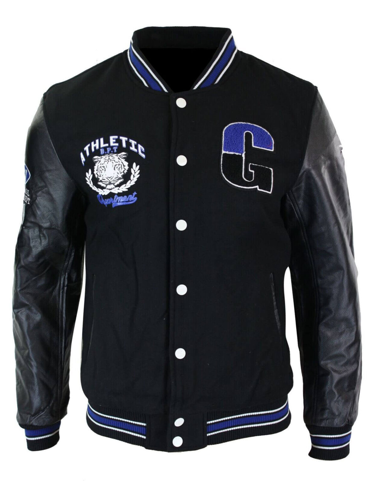 Athletics Black Blue Varsity Baseball Letterman Jacket Jackets Maker