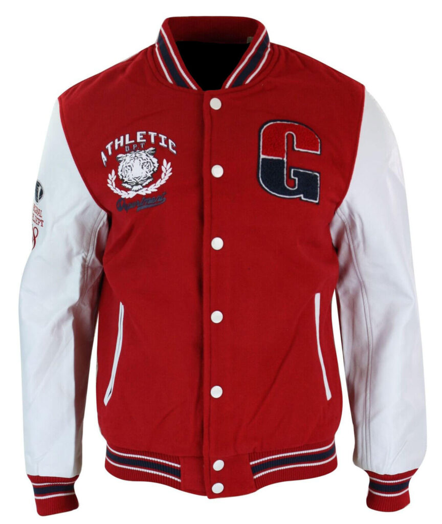 Athletics Red White Varsity Baseball Letterman Jacket Jackets Maker