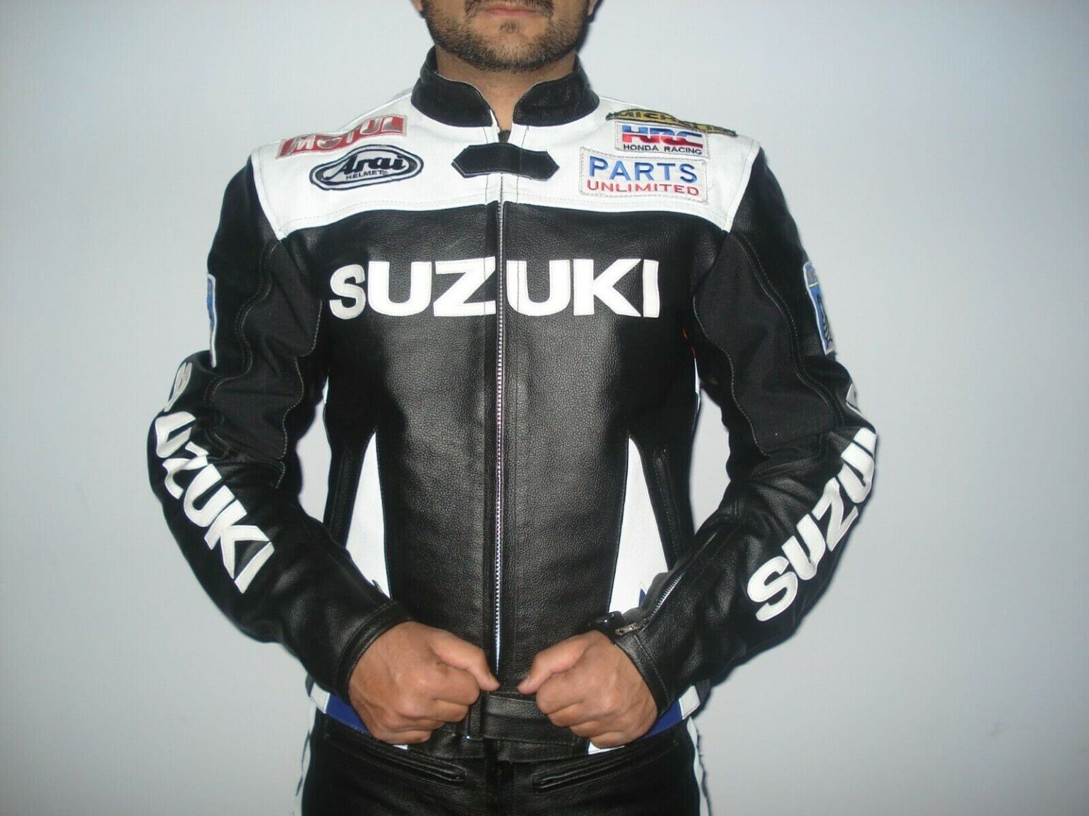 Black Suzuki Motorcycle Leather Racing Jacket - Jackets Maker